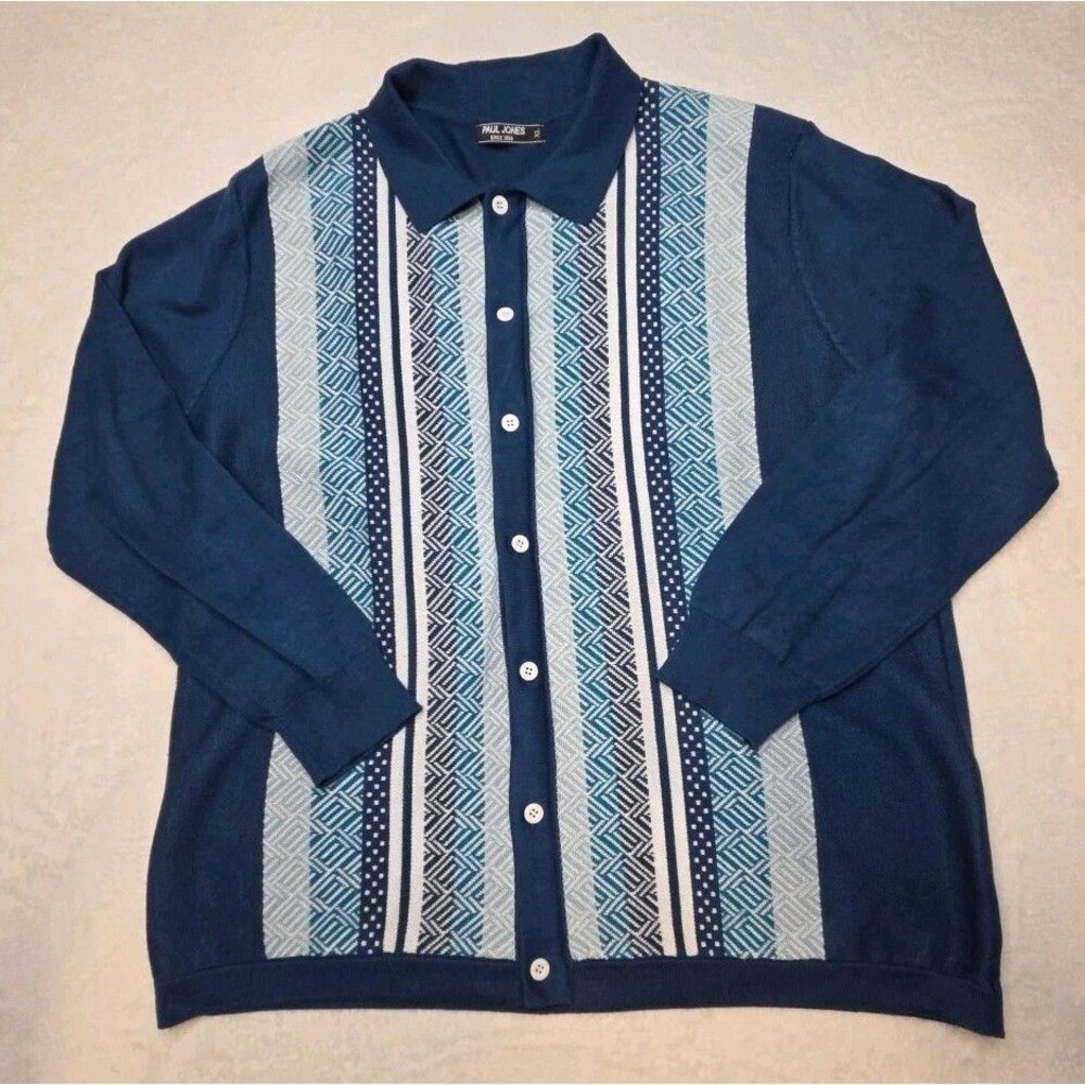 Paul Jones Button Down Sweater/cardigan Blue Teal XL